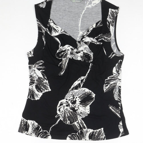 Marks and Spencer Womens Black Floral Viscose Sleeveless Tank Top UK 12