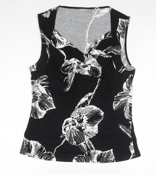 Marks and Spencer Womens Black Floral Viscose Sleeveless Tank Top UK 12