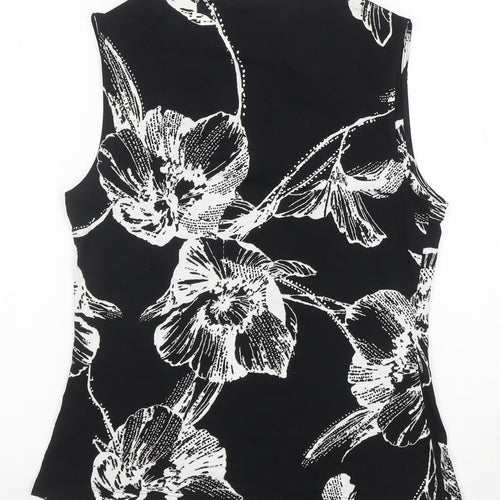 Marks and Spencer Womens Black Floral Viscose Sleeveless Tank Top UK 12