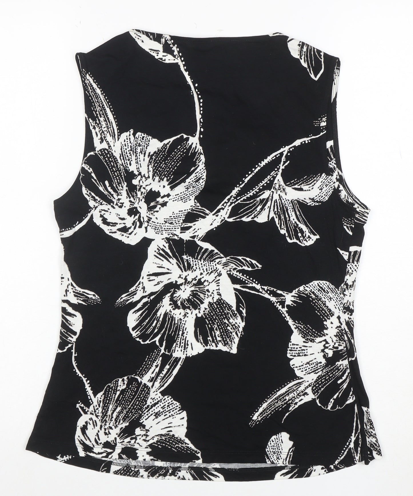 Marks and Spencer Womens Black Floral Viscose Sleeveless Tank Top UK 12