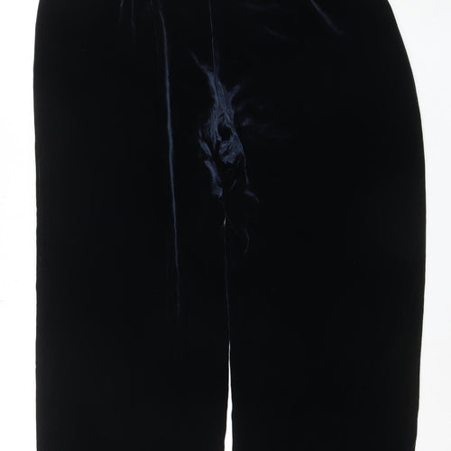Racing Green Womens Blue Velvet Wide-Leg Trousers Size 14