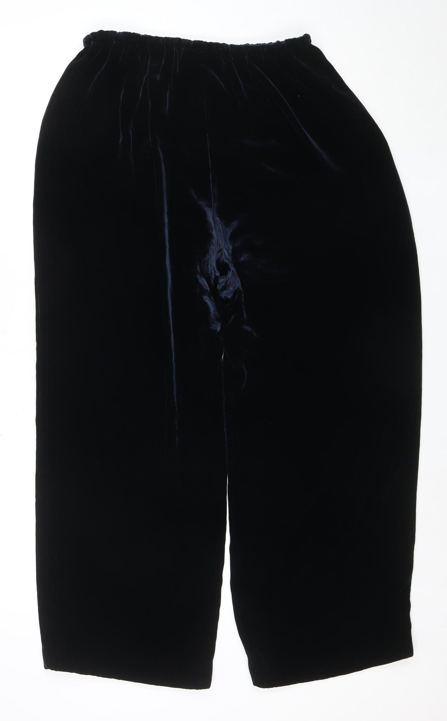 Racing Green Womens Blue Velvet Wide-Leg Trousers Size 14
