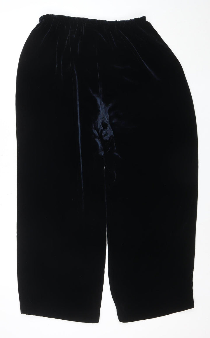 Racing Green Womens Blue Velvet Wide-Leg Trousers Size 14