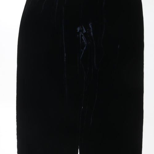 Racing Green Womens Blue Velvet Wide-Leg Trousers Size 14