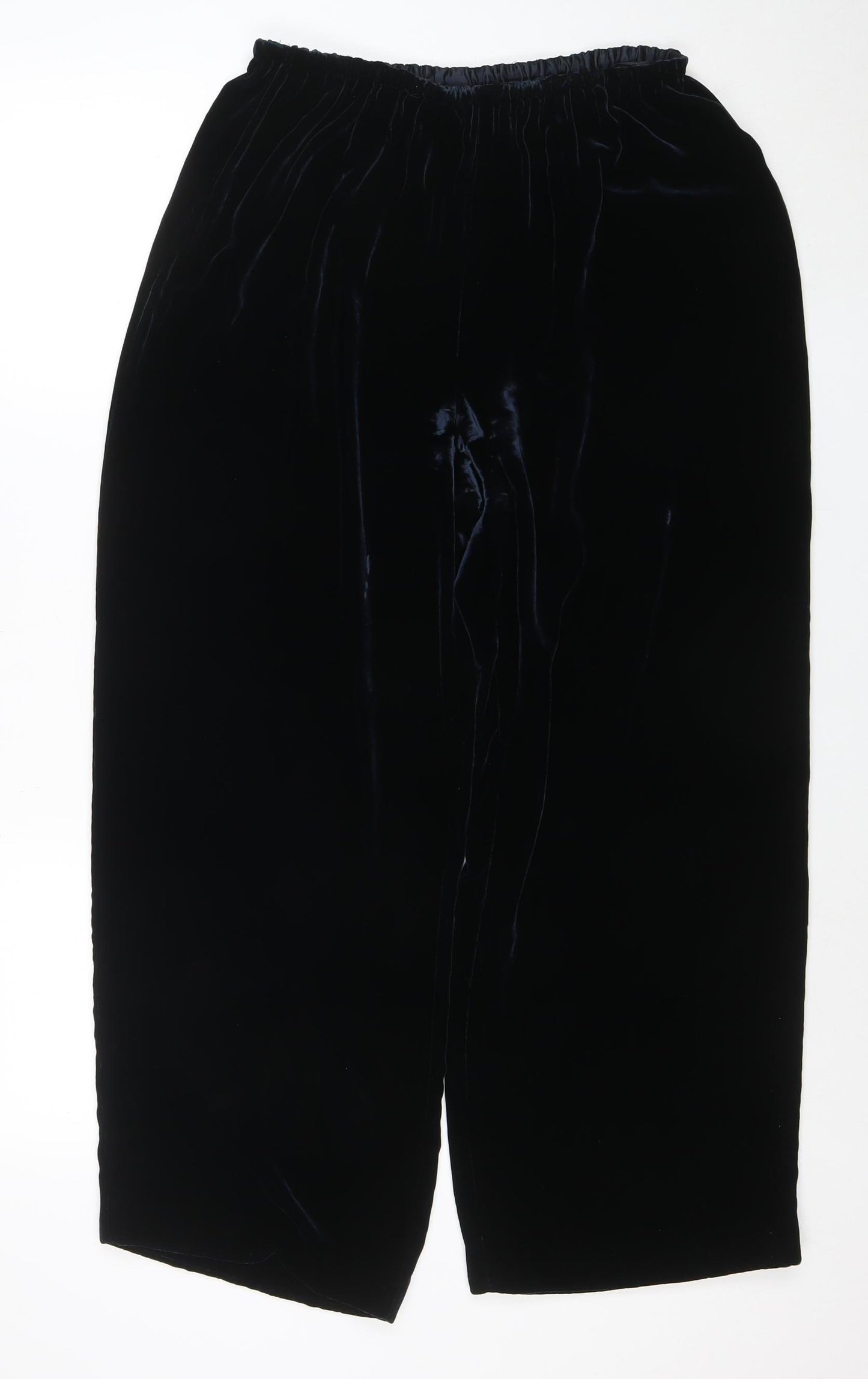 Racing Green Womens Blue Velvet Wide-Leg Trousers Size 14