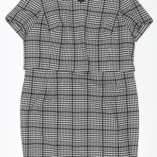 Marks and Spencer Women’s Black Check Sheath Dress Size 18 Short Sleeve Workwear