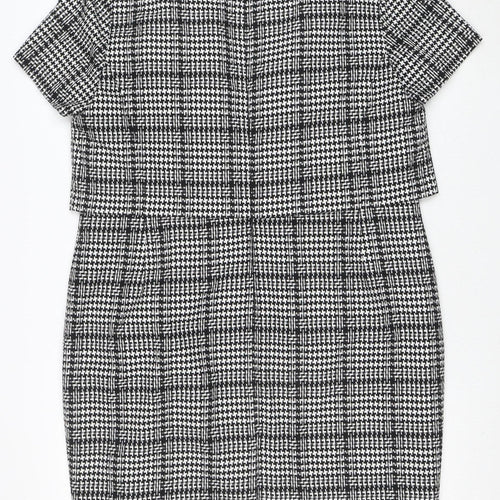 Marks and Spencer Women’s Black Check Sheath Dress Size 18 Short Sleeve Workwear