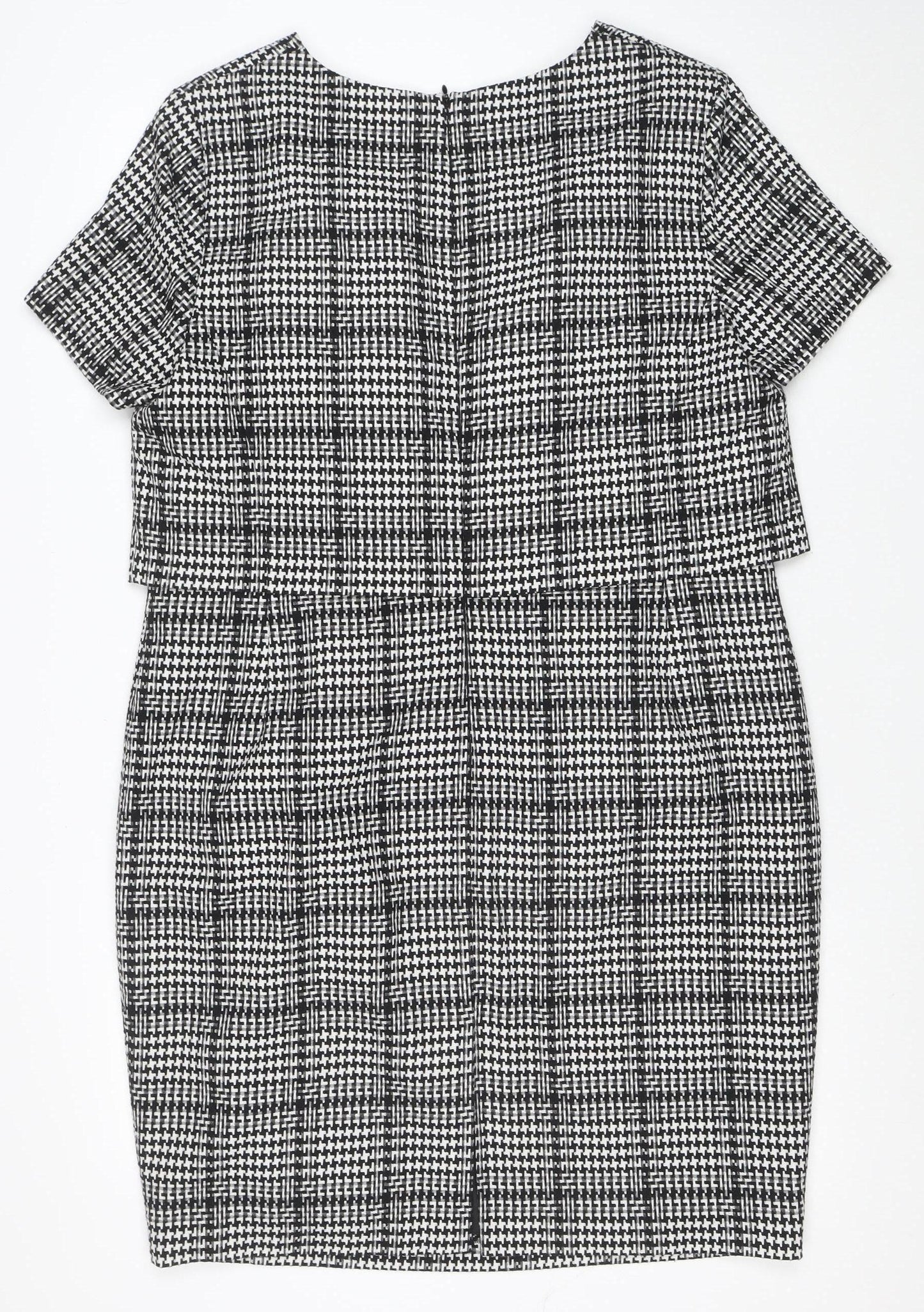 Marks and Spencer Women’s Black Check Sheath Dress Size 18 Short Sleeve Workwear