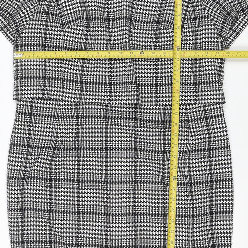 Marks and Spencer Women’s Black Check Sheath Dress Size 18 Short Sleeve Workwear