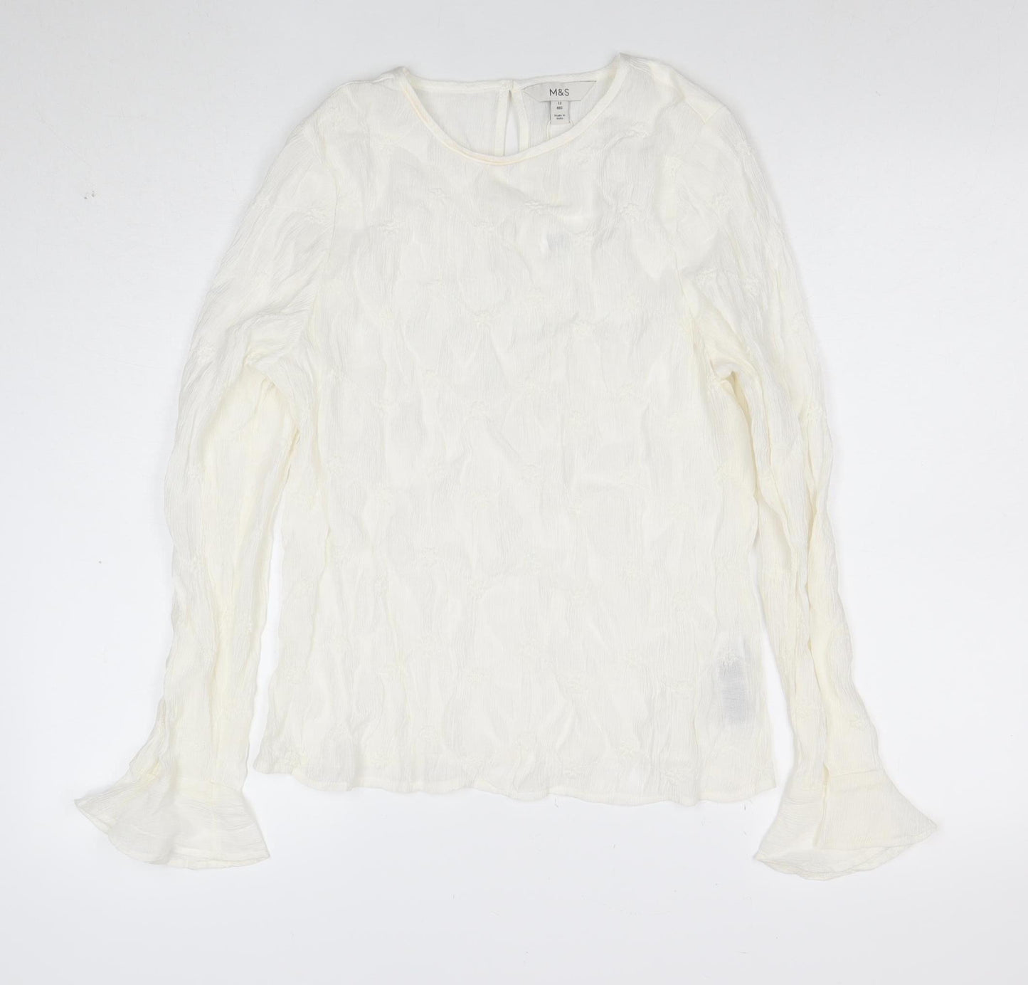 Marks and Spencer Women’s Ivory Viscose Long Sleeve Tunic Blouse Size 12