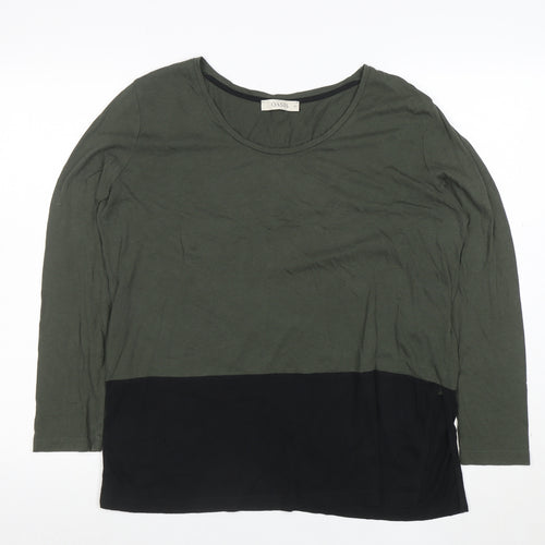 Oasis Women’s Green Colourblock Long Sleeve Jersey Top Size S