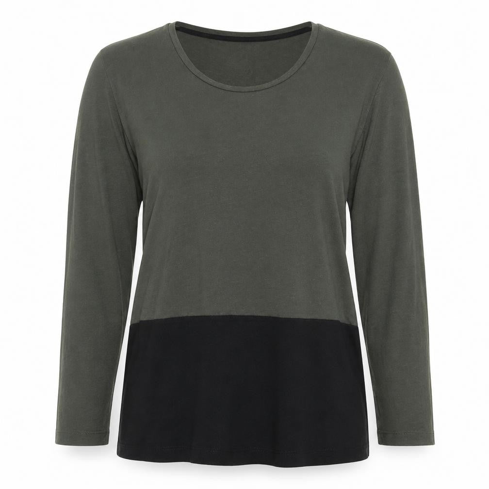Oasis Women’s Green Colourblock Long Sleeve Jersey Top Size S
