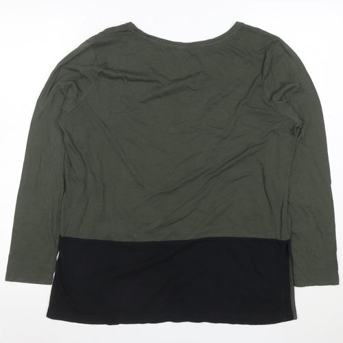Oasis Women’s Green Colourblock Long Sleeve Jersey Top Size S