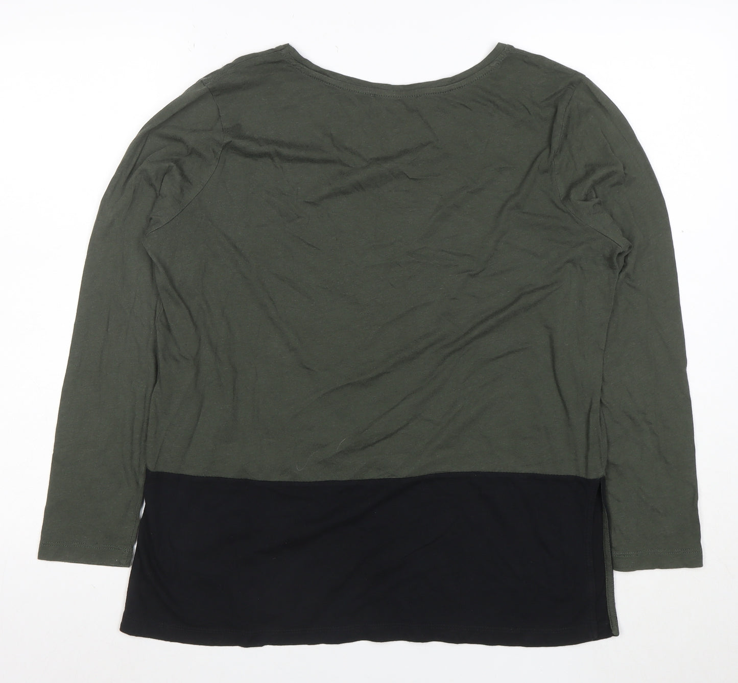 Oasis Women’s Green Colourblock Long Sleeve Jersey Top Size S