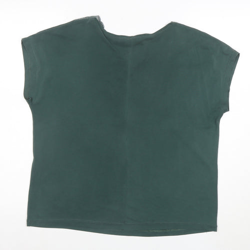 Vero Moda Women's Green Lace V-Neck Short Sleeve T-Shirt M