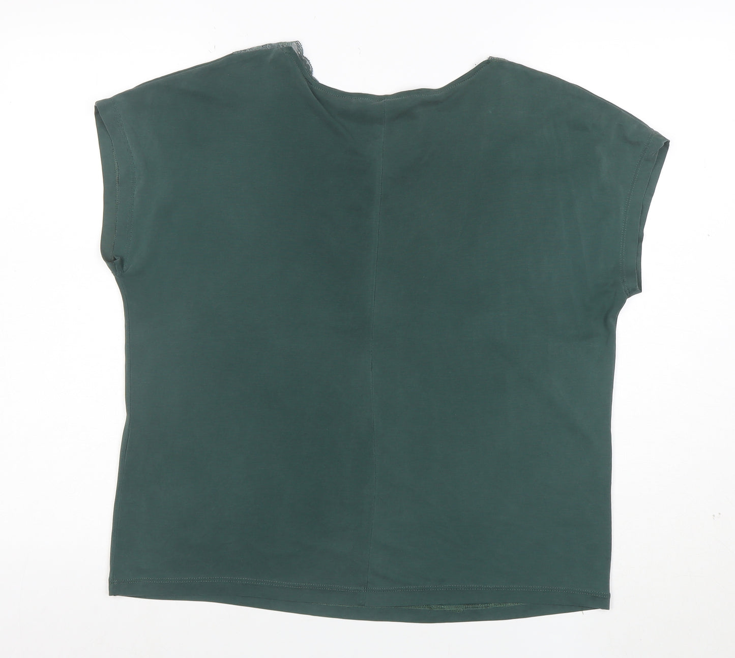 Vero Moda Women's Green Lace V-Neck Short Sleeve T-Shirt M
