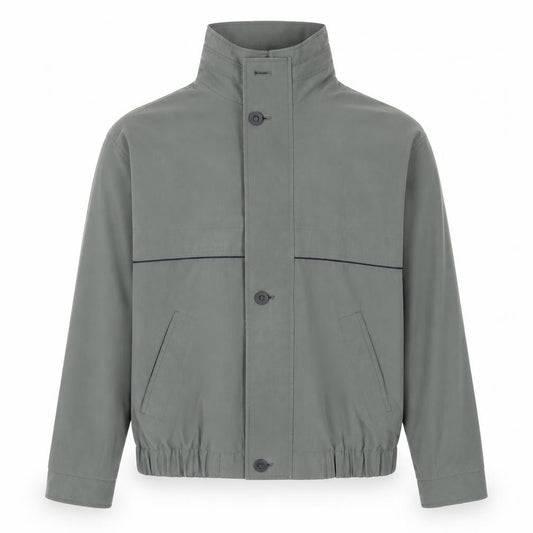 Front view of BHS men’s grey polyester basic jacket, size S, casual lined