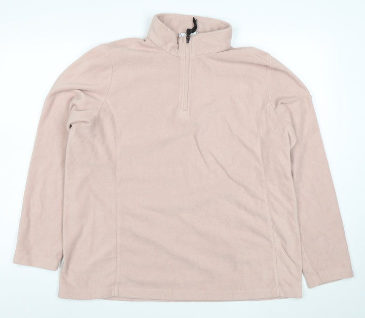 TOG24 Women's Beige Fleece 1/4 Zip Pullover Sweatshirt Size 16