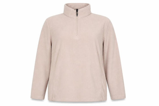 Front view of TOG24 Women's Beige Fleece 1/4 Zip Pullover Sweatshirt, size 16
