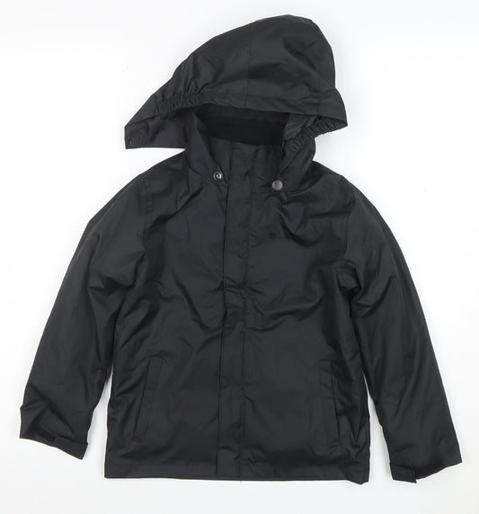 Mountain Warehouse Boys Black 5-6 Years Hooded Waterproof Rain Coat Jacket
