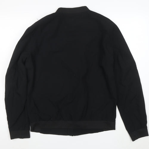 Zara Men Black Bomber Jacket Size L Full Zip Nylon Blend