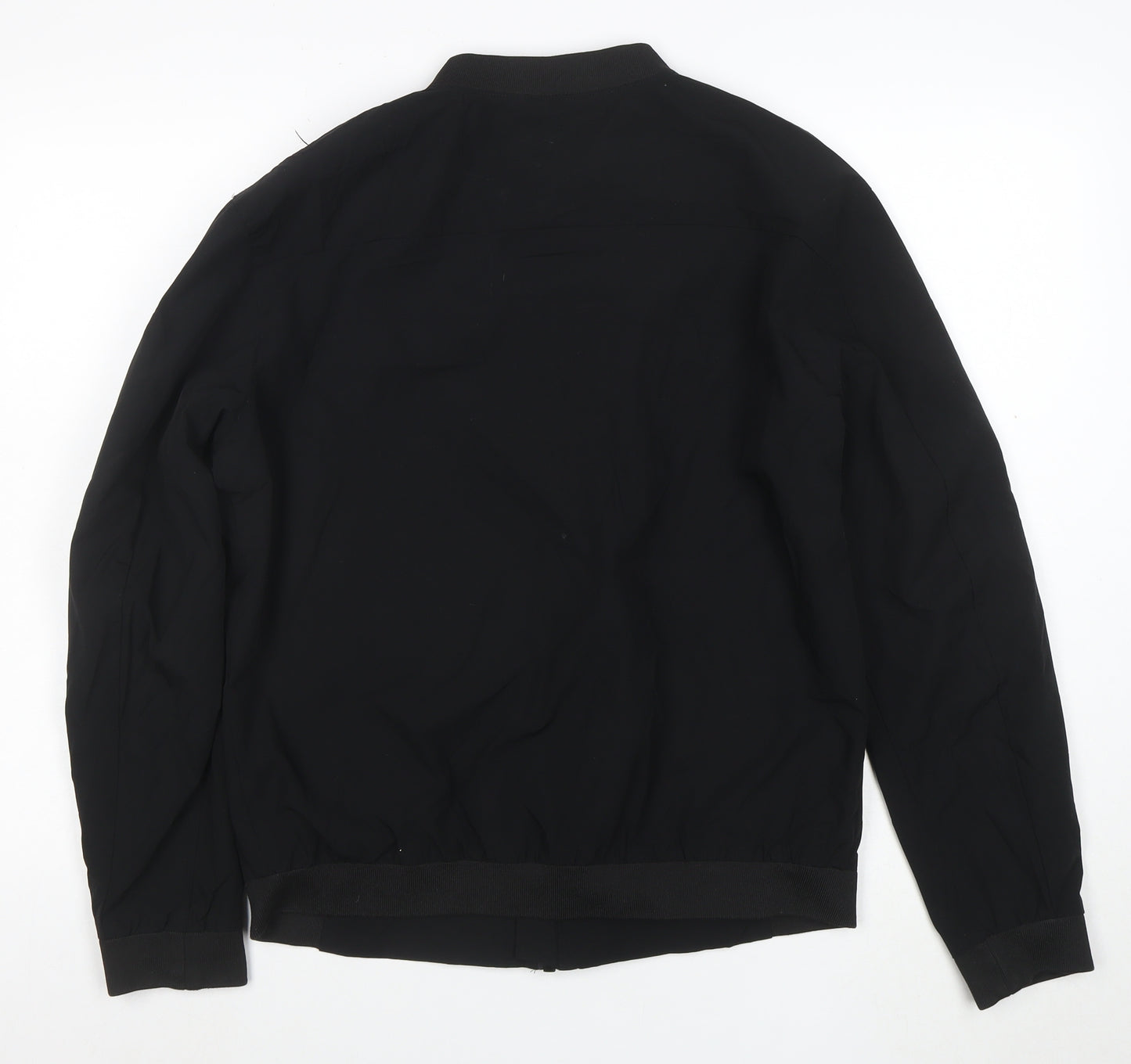 Zara Men Black Bomber Jacket Size L Full Zip Nylon Blend
