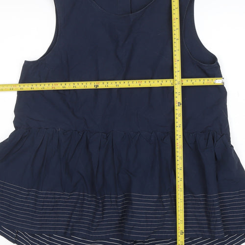 Marks and Spencer Autograph Women's Navy Sleeveless Peplum Blouse UK 12 Cotton
