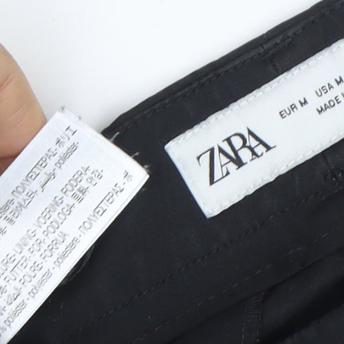 ZARA Men's Black Regular Fit Chino Trousers Size M