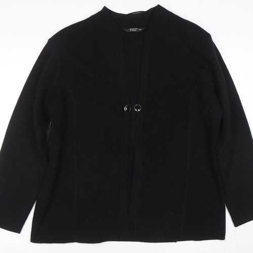 TIGI Women Black L Cardigan Long Sleeve Mock Neck Knit Jumper