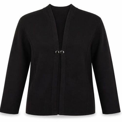 TIGI Women Black L Cardigan Long Sleeve Mock Neck Knit Jumper