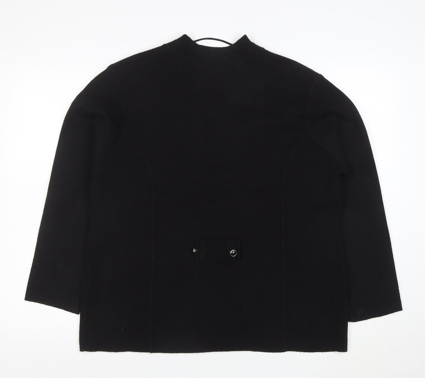 TIGI Women Black L Cardigan Long Sleeve Mock Neck Knit Jumper