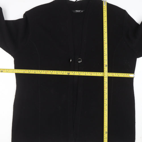 TIGI Women Black L Cardigan Long Sleeve Mock Neck Knit Jumper