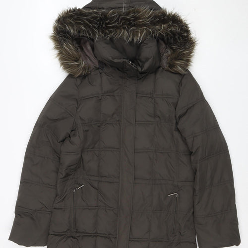 Maine New England Women's Brown Puffer Jacket Size 10 Hooded Winter Coat