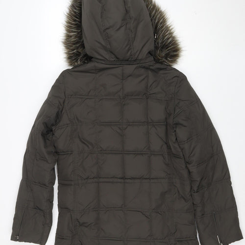 Maine New England Women's Brown Puffer Jacket Size 10 Hooded Winter Coat