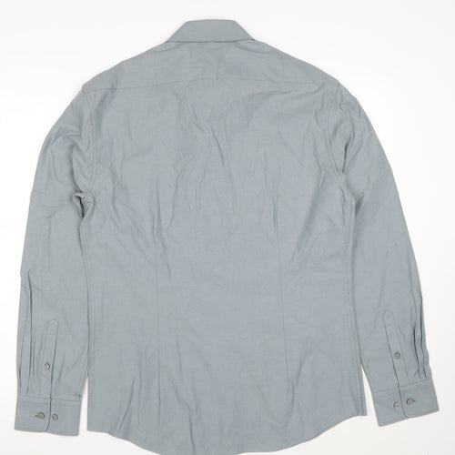 Marks and Spencer Men’s Grey Slim Fit Long Sleeve Button-Up Shirt M
