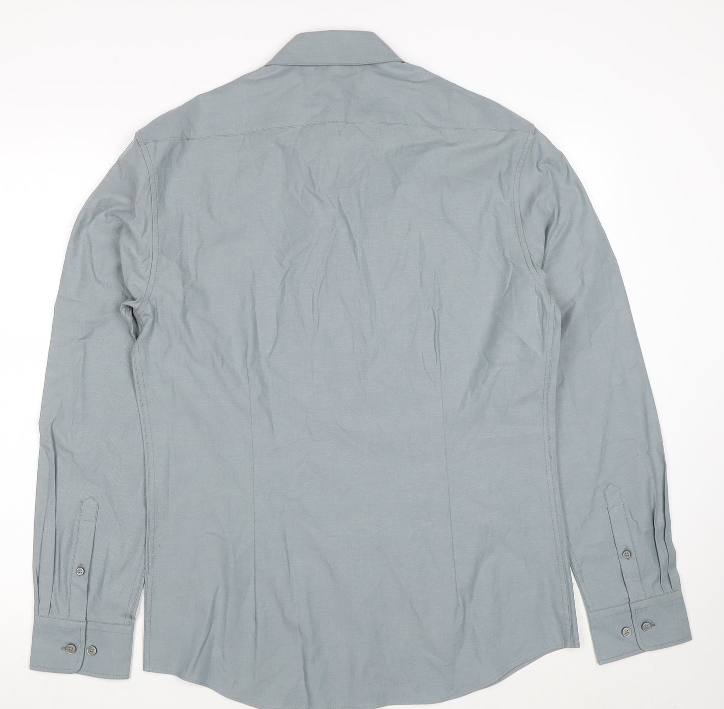 Marks and Spencer Men’s Grey Slim Fit Long Sleeve Button-Up Shirt M