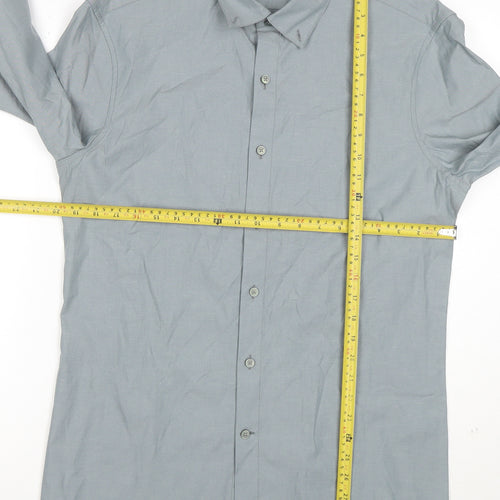 Marks and Spencer Men’s Grey Slim Fit Long Sleeve Button-Up Shirt M