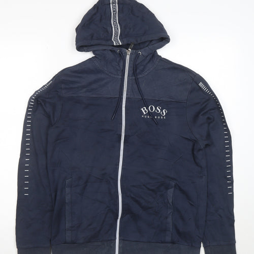 Hugo Boss Men's Blue Full Zip Logo Hoodie Size M