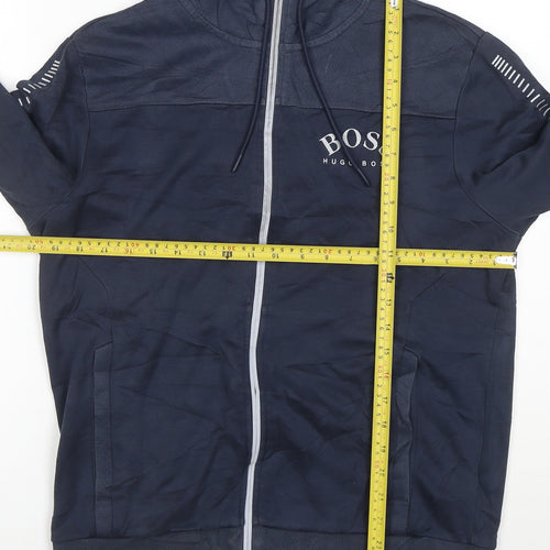 Hugo Boss Men's Blue Full Zip Logo Hoodie Size M