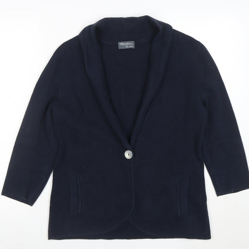 Peter Hahn Women's Blue Cotton Knit Cardigan Size 12