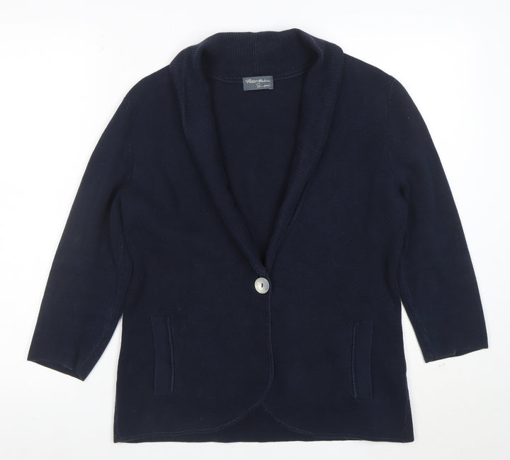 Peter Hahn Women's Blue Cotton Knit Cardigan Size 12