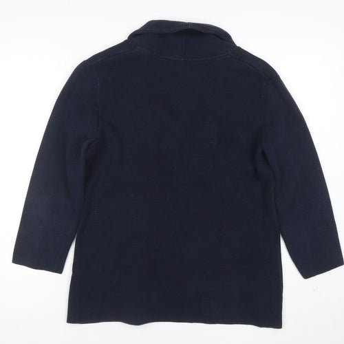 Peter Hahn Women's Blue Cotton Knit Cardigan Size 12