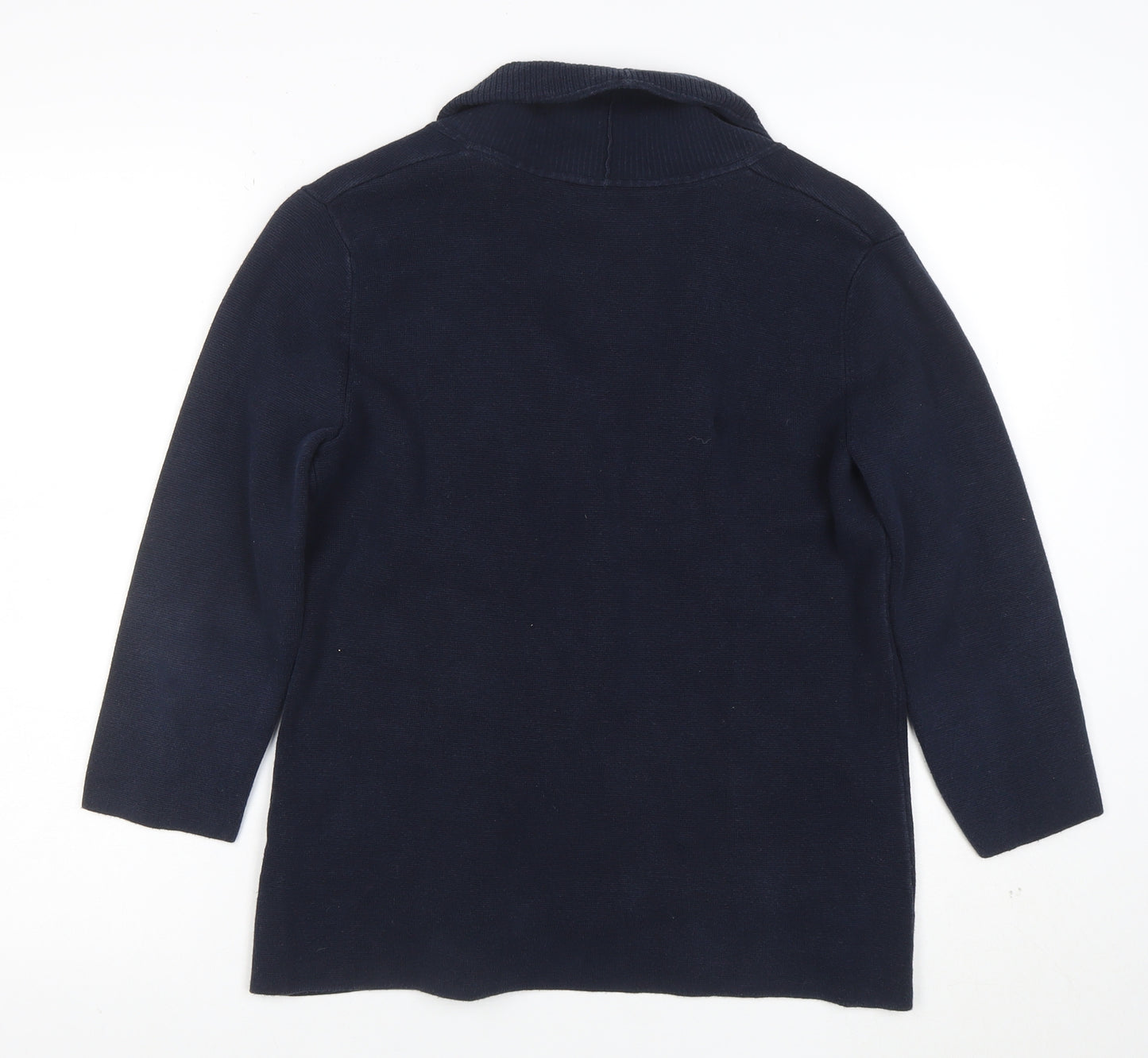 Peter Hahn Women's Blue Cotton Knit Cardigan Size 12