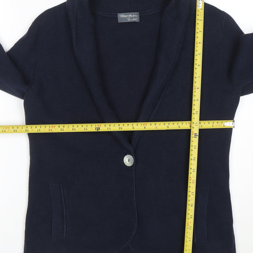 Peter Hahn Women's Blue Cotton Knit Cardigan Size 12