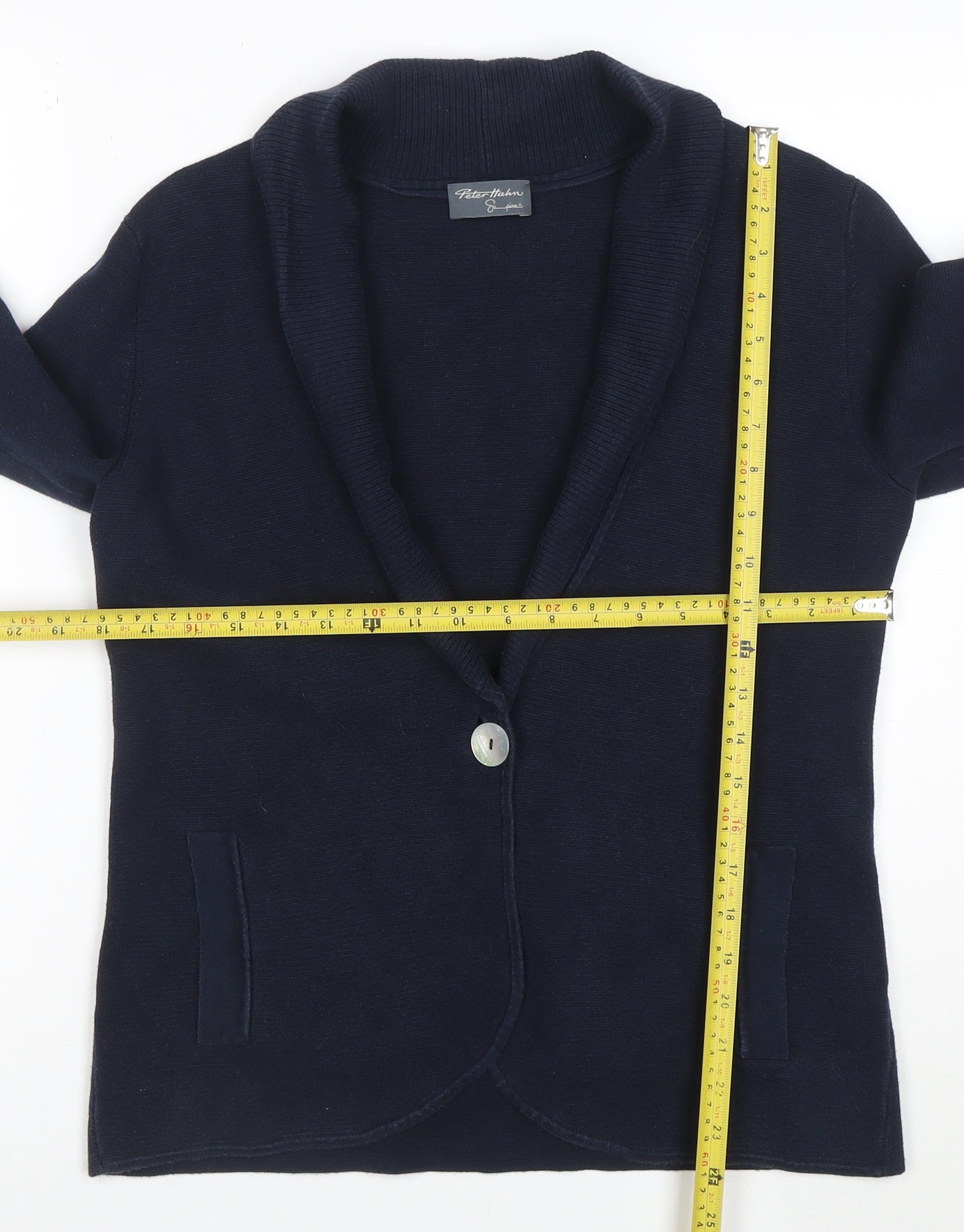 Peter Hahn Women's Blue Cotton Knit Cardigan Size 12