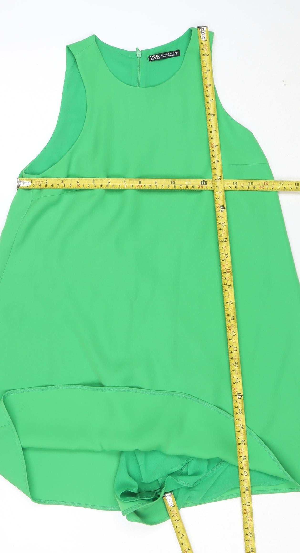 Zara Women Green Sleeveless Playsuit Size 8 Polyester Jumpsuit