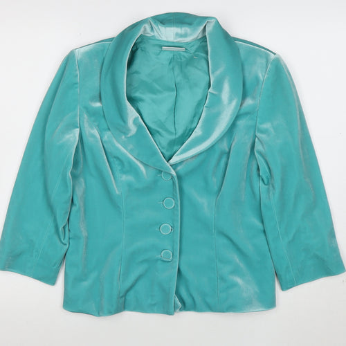 Alex & Co Women’s Green Velvet Shawl Collar Blazer UK 12