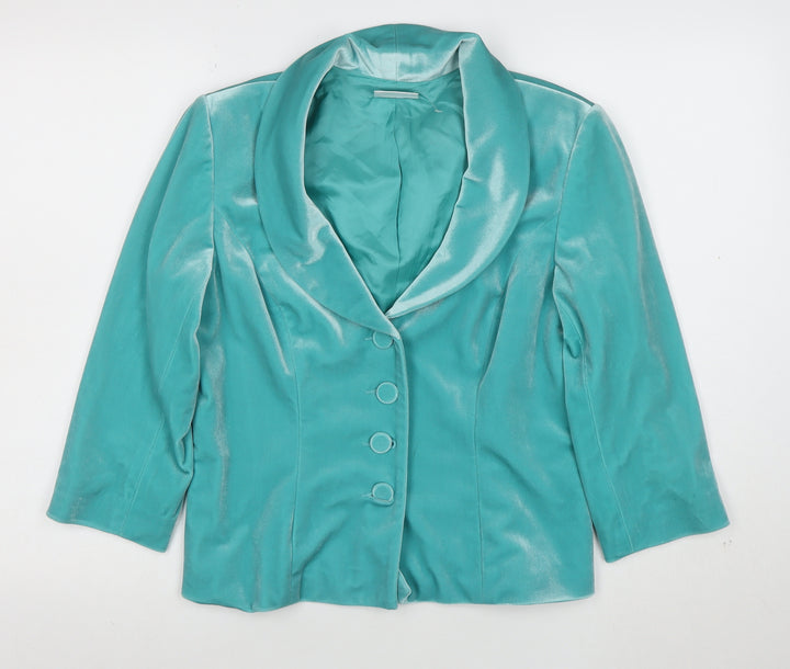 Alex & Co Women’s Green Velvet Shawl Collar Blazer UK 12