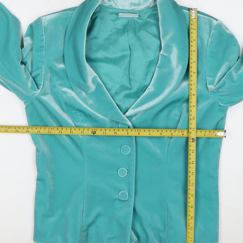 Alex & Co Women’s Green Velvet Shawl Collar Blazer UK 12
