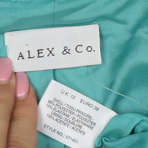 Alex & Co Women’s Green Velvet Shawl Collar Blazer UK 12